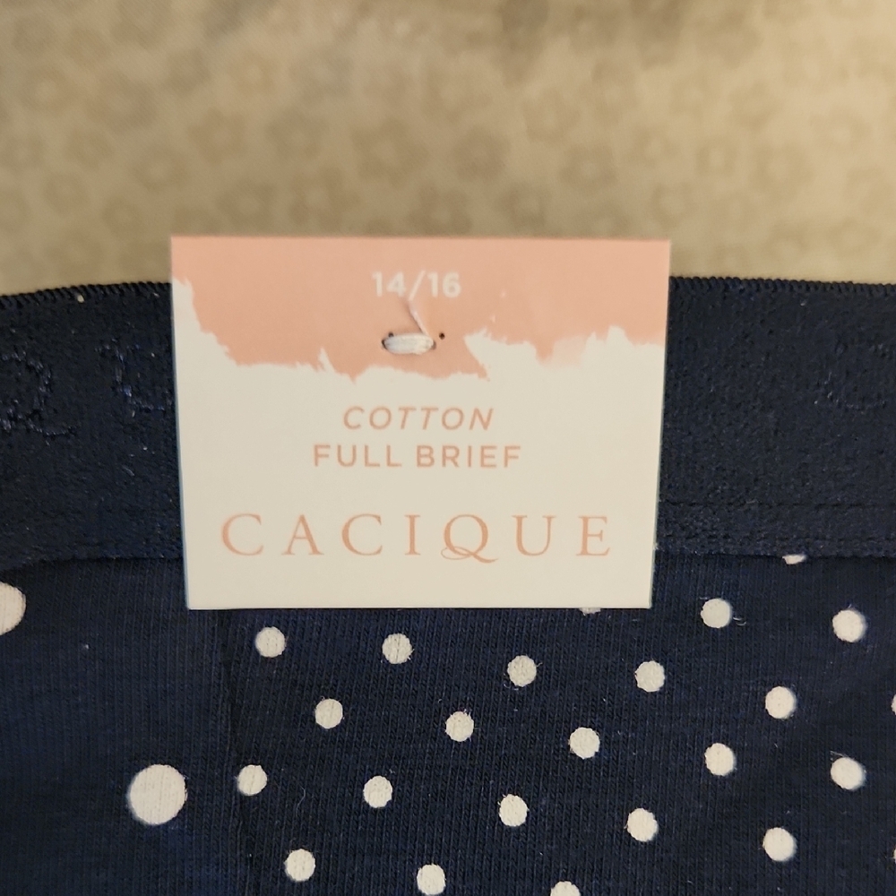 Cacique Navy Blue Polka Dot T Shirt Bra and full brief Set in 40D and 14/16. - Picture 3 of 10